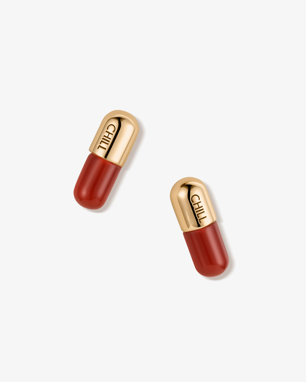 Chill Pill Stud Earrings in Red Agate